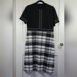 Homeyee Black Plaid Knit Dress 12